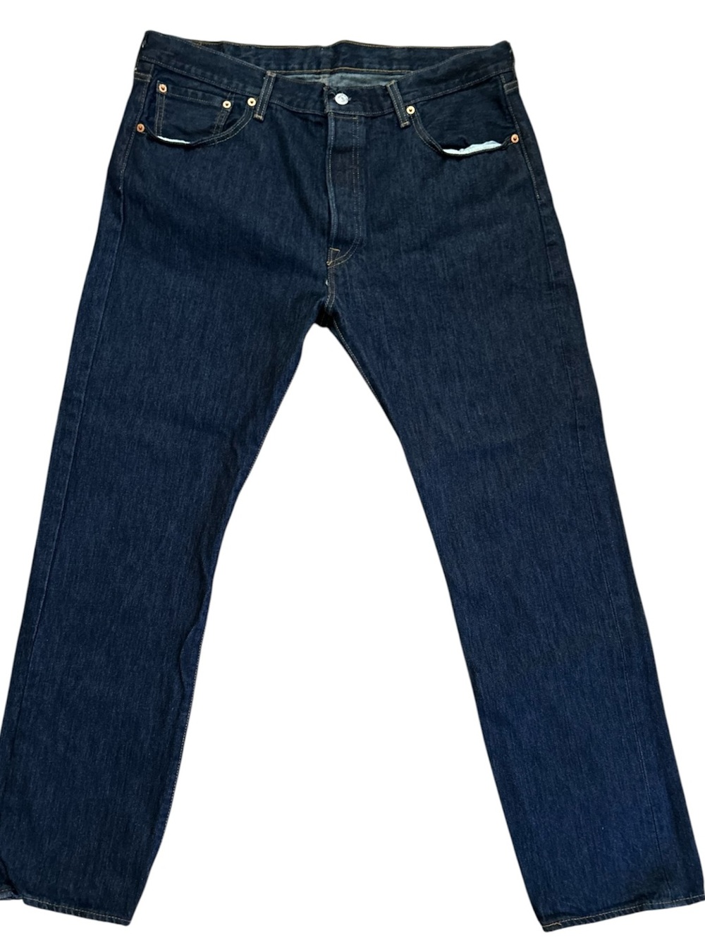 Levi’s 501 Original Straight Jeans W38 L32 Dark Rinse Indigo Button Fly Rigid